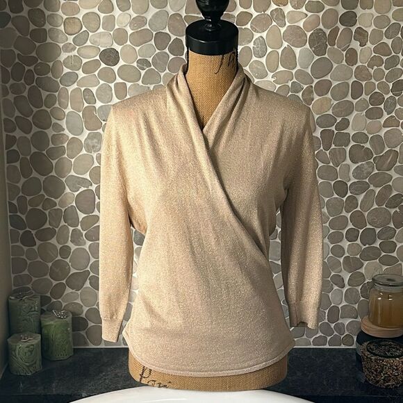 New York and Company surplice gold top – size medium - Picture 1 of 6